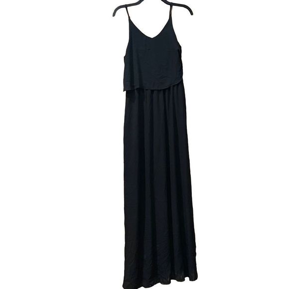 Glam Doll Classic Black Spaghetti Strap Maxi Dress Medium - Picture 3 of 7